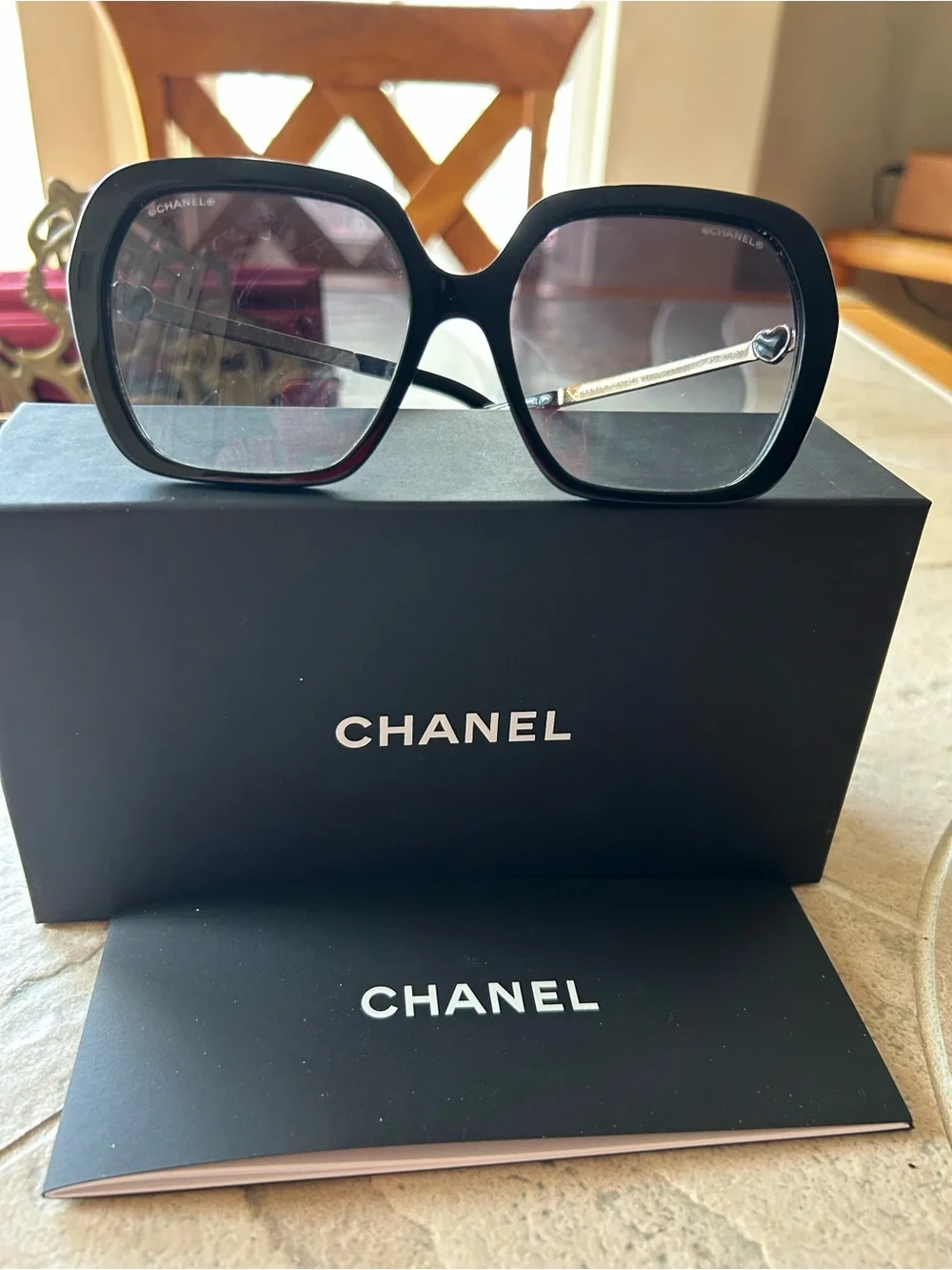 CHANEL Black Oversized Square Gradient Sunglasses